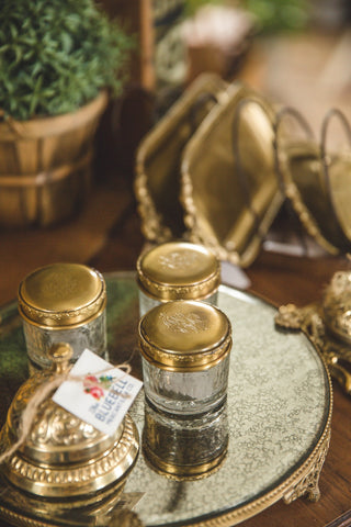Antique Brass & Glass Cosmetic Jar
