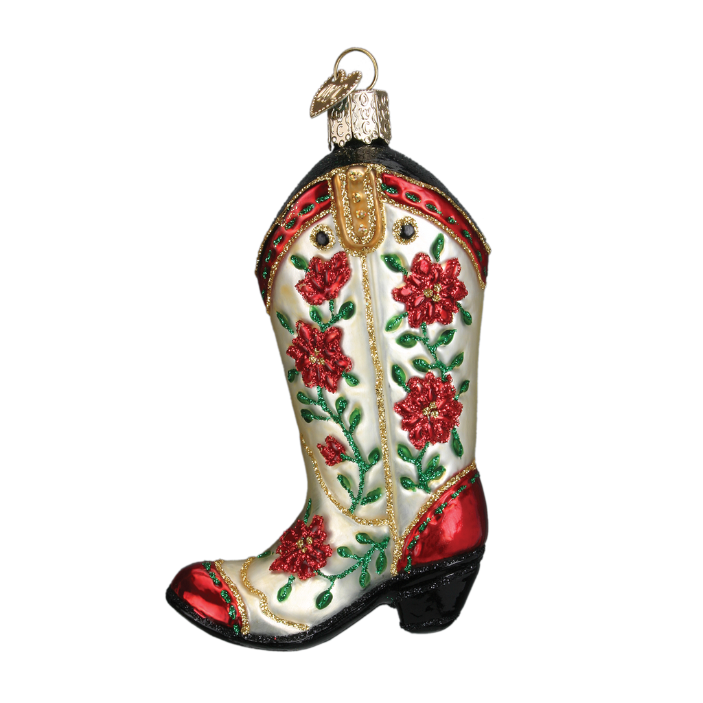 Christmas Cowgirl Boot Ornament