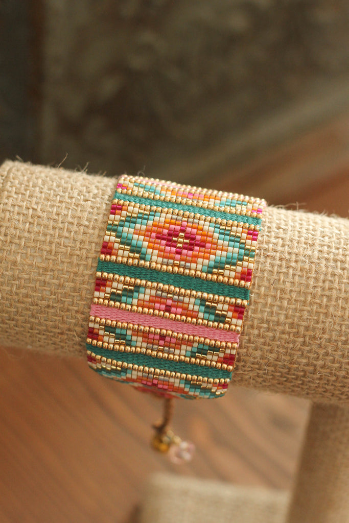 Beaded Bracelet | Pink & Turquoise