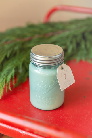 Peppermint 16 oz Blue Jar Candle