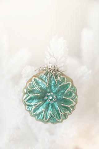 Blue Tinsel Flower Ornament