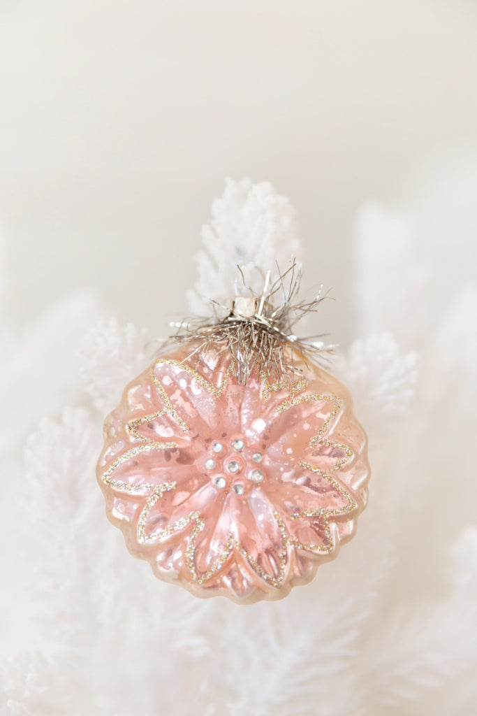 Pink Tinsel Flower Ornament