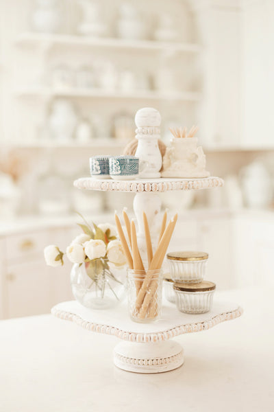 White Beaded Tiered Server